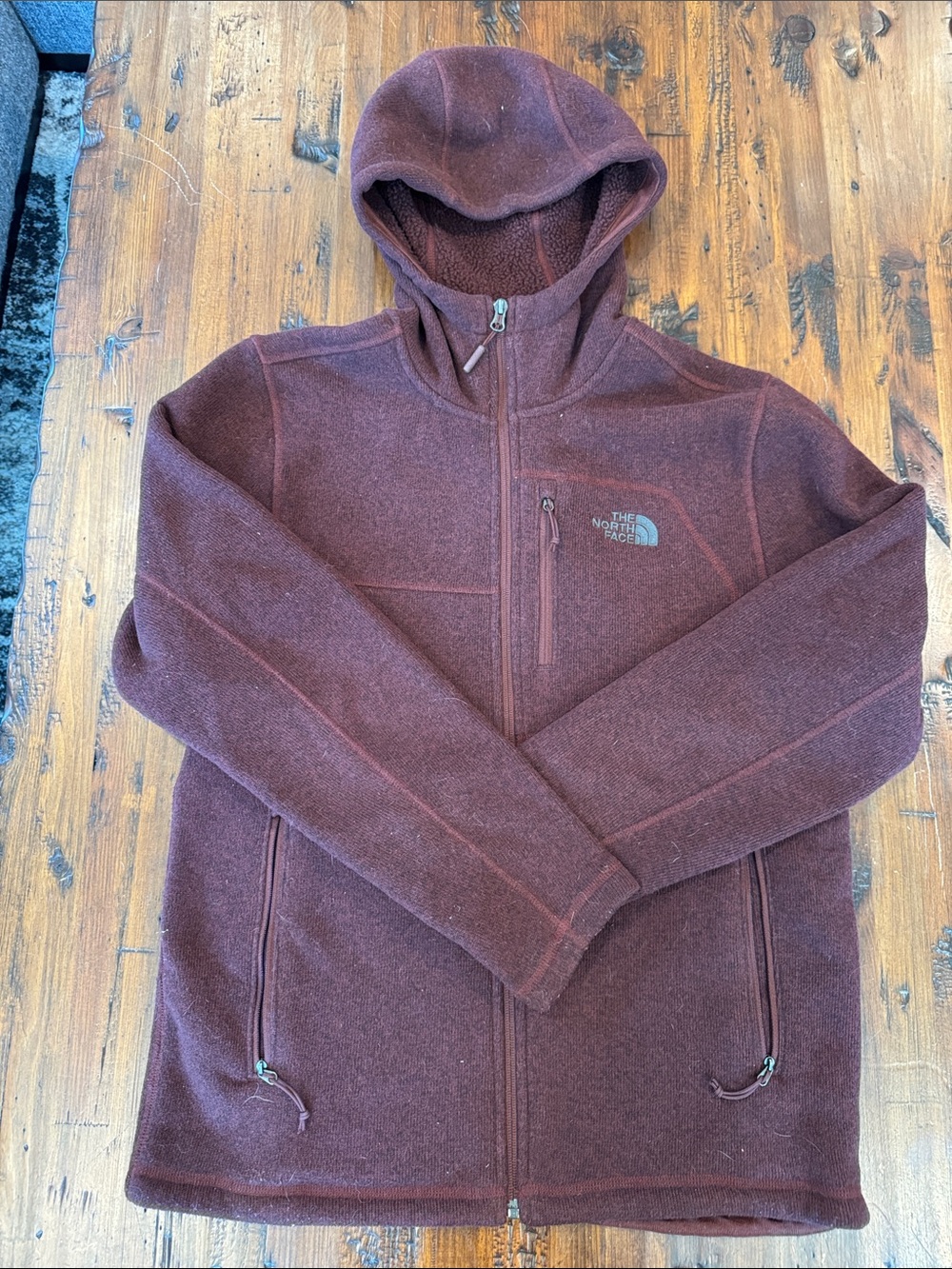 The North Face Men's Full-Zip Hooded Fleece Jacket - Maroon